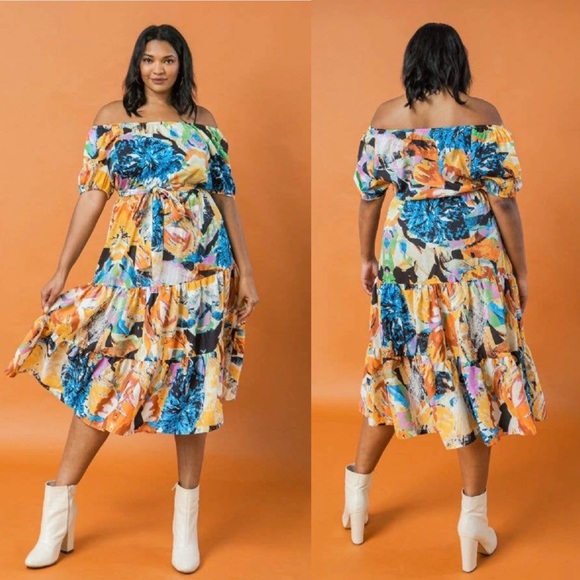 Flying Tomato Plus Size Floral Midi Dress NWT - Picture 2 of 4